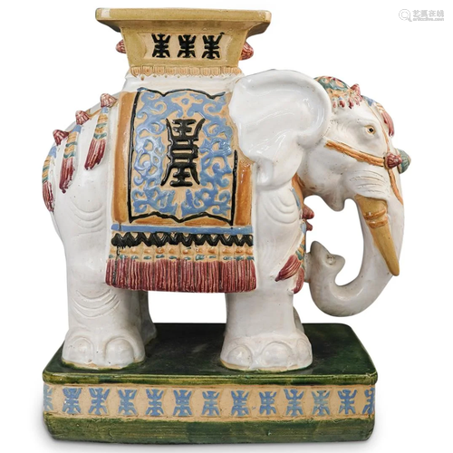 Chinoiserie Elephant Ceramic Garden Stool