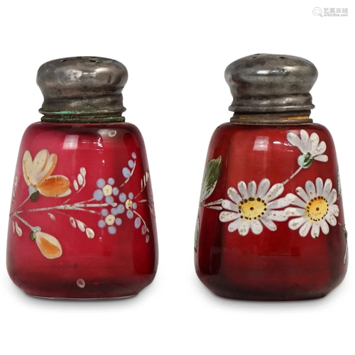 Floral Painted Glass Salt & Pepper Shakers