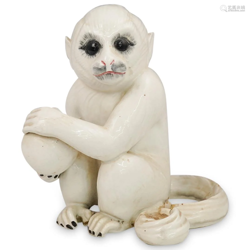 Italian Glazed White Porcelain Monkey