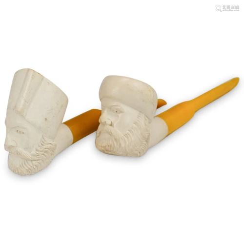 Pair of Carved Meerschaum Pipes