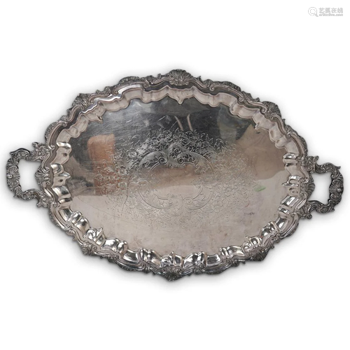 Ornate Silver Plated Footed Tray