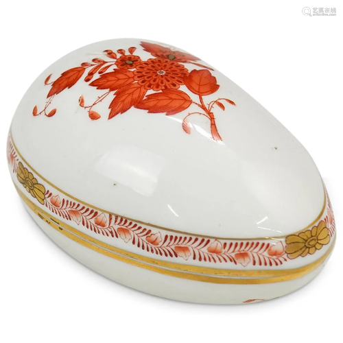 Herend Red Chinese Bouquet Porcelain Egg Box