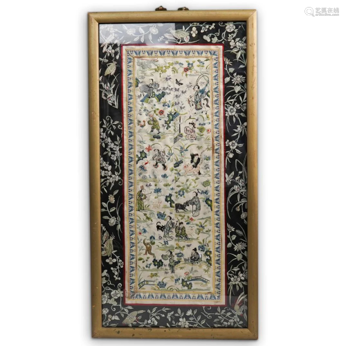 Antique Chinese Embroidered Silk Tapestry