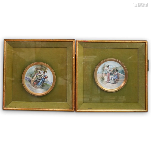 Pair of French Porcelain Framed Plates