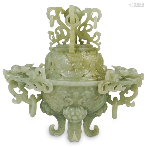 Chinese Figural Jade Censor