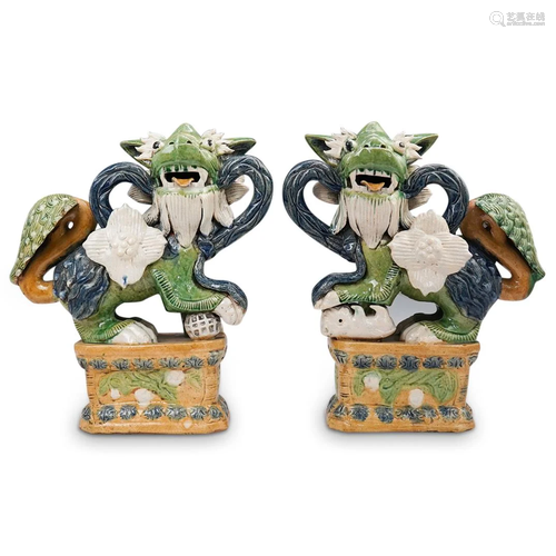 Pair of Chinese Ceramic Foo Dogs