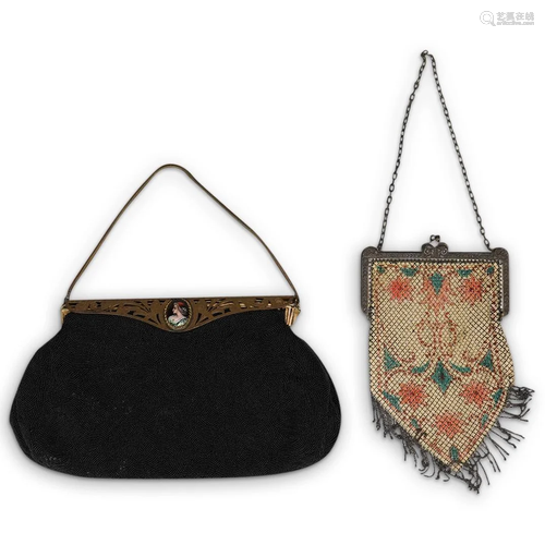 (2 Pc) Antique Beaded & Mesh Purses