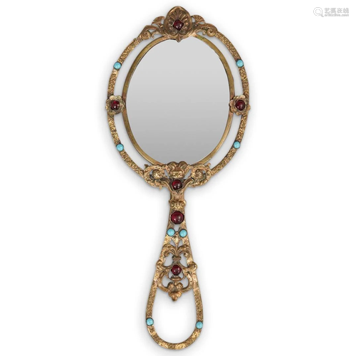 Antique Gilt Bronze Hand Mirror