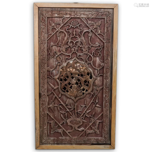 Chinese Carved Wood Window Panel