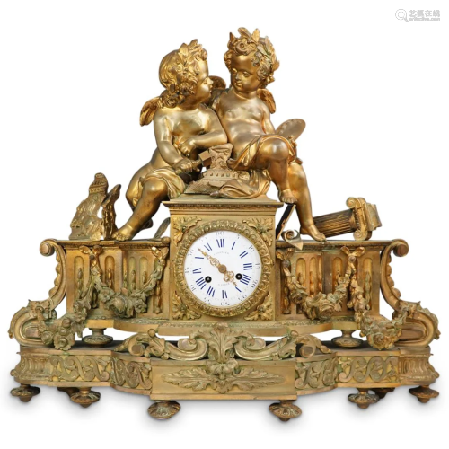 19th Cent. Japy Freres Bronze Mantle Clock