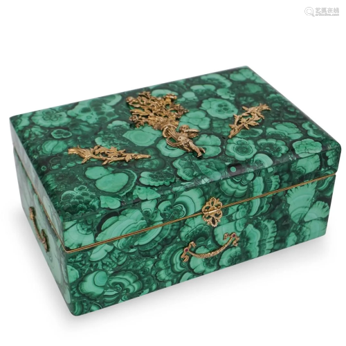 Imperial Russian Style Malachite and Sterling Box