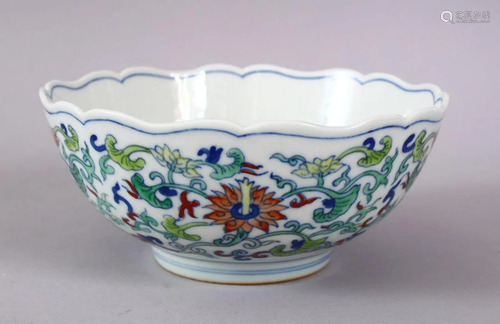 A CHINESE MING STYLE DOUCAI PORCELAIN BOWL, decorated