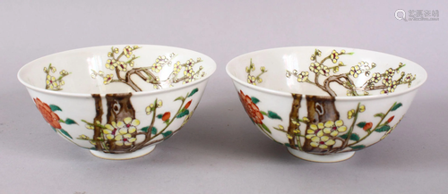 A PAIR OF CHINESE FAMILLE ROSE PORCELAIN RICE BOWLS,