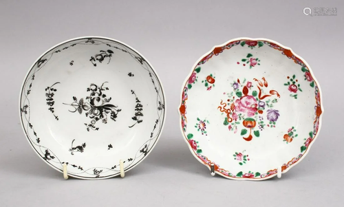 TWO 18TH CENTURY CHINESE PORCELAIN SAUCERS, One