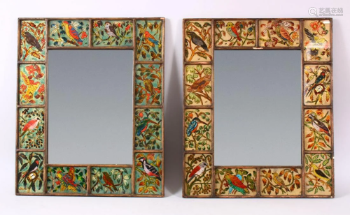 A PAIR OF PERSIAN PANELLED MIRRORS, with a central