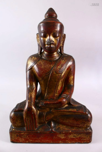 A FINE EARLY STONE THAI SEATED BUDDHA, in Bhumisparsha