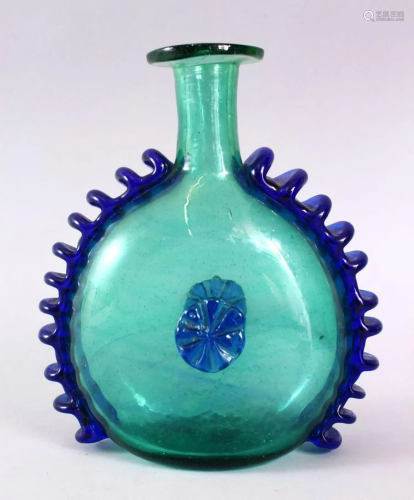 A RARE INDIAN, POSSIBLY MUGHAL HAND BLOWN BLUE AND