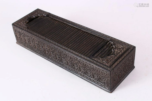 A GOOD 19TH CENTURY INDIAN CARVED EBONY RECTANGU…