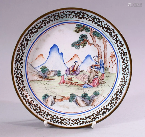 A 19TH / 20TH CENTURY CHINESE WHITE ENAMEL DISH, the