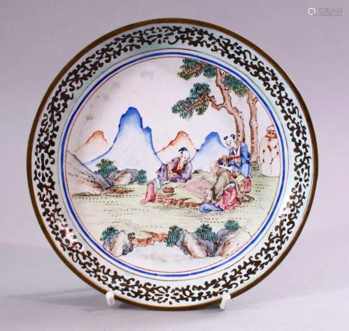 A 19TH / 20TH CENTURY CHINESE WHITE ENAMEL DISH, the