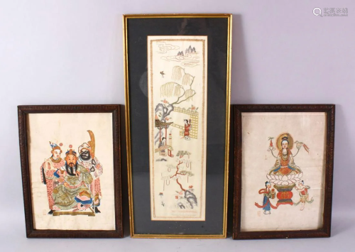A MIXED LOT OF THREE TIBETAN / CHINESE PICTURES, Two