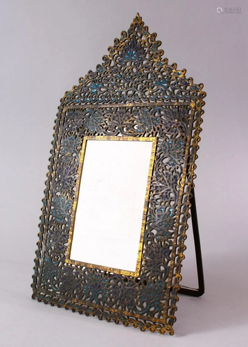 A 19TH CENTURY INDIAN KASHMIRI ENAMELLED GILT METAL