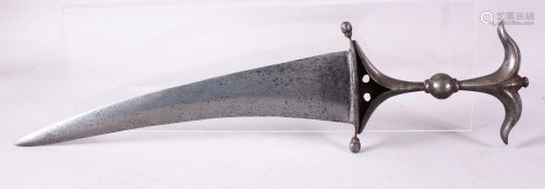 A FINE INDIAN POLISHED STEEL DAGGER, the handle with
