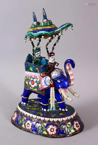 A 19TH / 20TH CENTURY INDIAN SILVER & ENAMEL MODEL OF