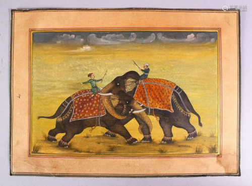 A GOOD INDIAN MUGHAL SCHOOL MINIATURE PAINTING OF T…