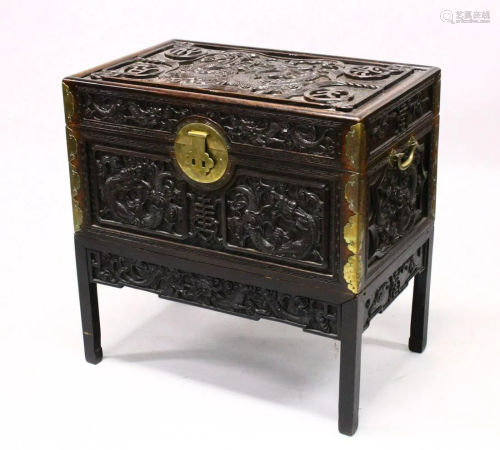 A GOOD 19TH CENTURY CHINESE CARVED HARDWOOD / H…
