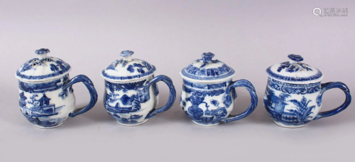A SET OF FOUR 18TH / 19TH CENTURY CHINESE BLUE & WHITE