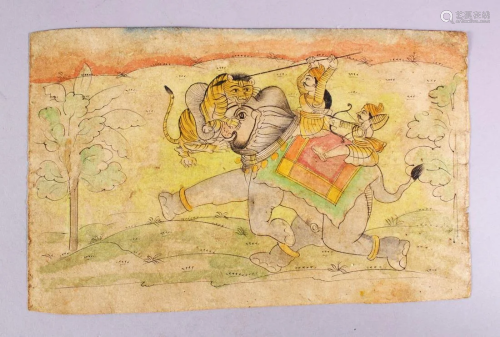 A GOOD INDIAN SCHOOL WATERCOLOUR PAINTING - depicting