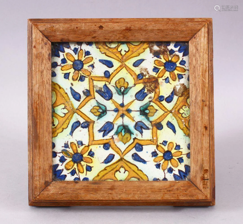 A 19TH / 20TH CENTURY TURKISH POTTERY TILE SECTION,