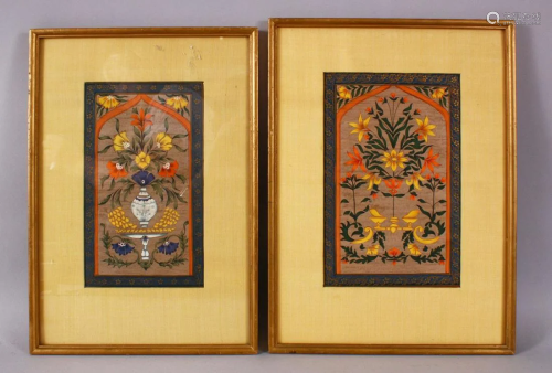 A PAIR OF INDIAN MINIATURE FRAMED PAINTINGS, each