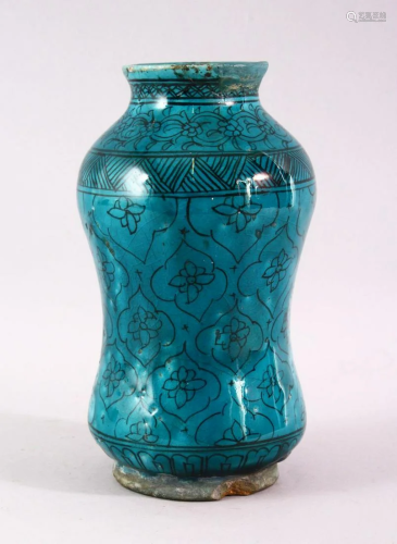 A 19TH CENTURY ISLAMIC MARKET DRUG JAR, with turquoise
