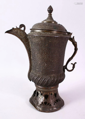 A 18TH/19TH CENTURY PERSIAN COPPER COFFEE POT, with