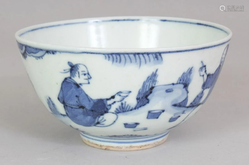 A CHINESE WANLI STYLE BLUE & WHITE PORCELAIN BOWL, the