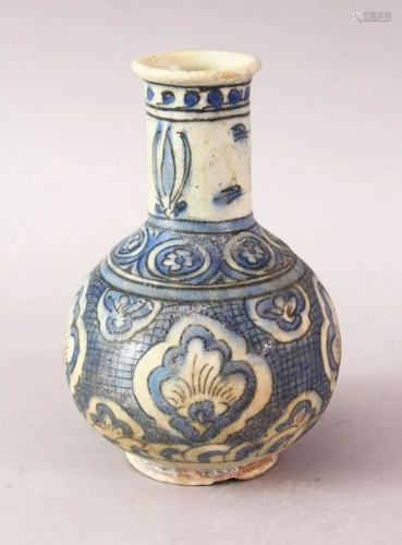 A GOOD ISLAMIC SAFAVID POTTERY VASE, with panels of