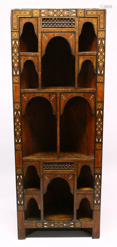 A LATE 19TH CENTURY MOORISH STANDING CORNER CABI…