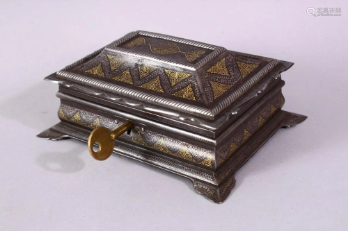 A 19TH CENTURY INDIAN SILVER AND GILT DECORATED CASET