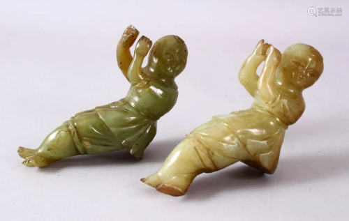 TWO 19TH/20TH CENTURY CHINESE CARVED JADE FIGURES OF