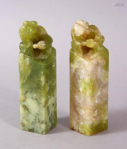 TWO GOOD CHINESE CARVED JADE OR JADE LIKE HARDSTONE