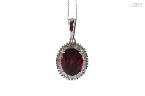 A GARNET AND DIAMOND PENDANT