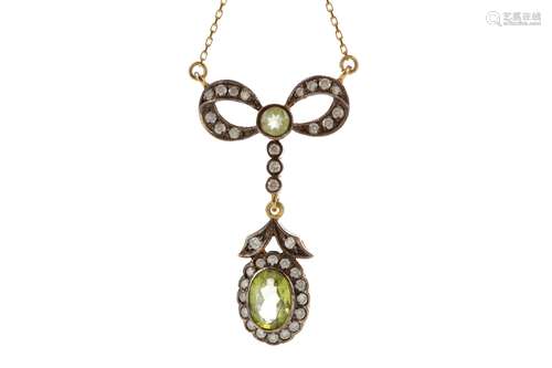 A PERIDOT AND DIAMOND PENDANT