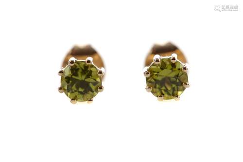 A PAIR OF PERIDOT STUD EARRINGS