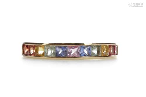 A MULTICOLOURED SAPPHIRE RING