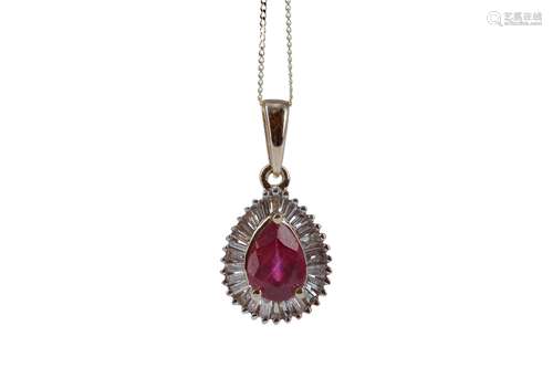 A RUBY AND DIAMOND PENDANT