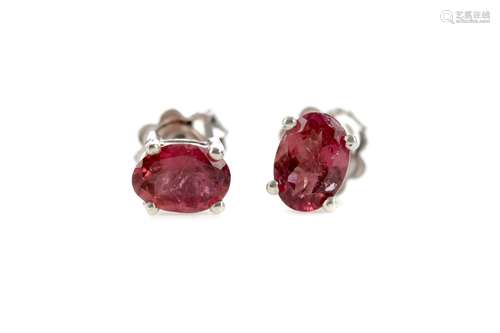 A PAIR OF PINK TOURMALINE STUD EARRINGS