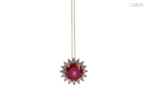 A RUBY AND DIAMOND PENDANT