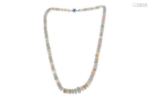 A FACETED OPAL BEAD NECKLACE